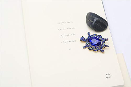 Women's Crystal Big Turtle Pin Brooch Lucky Gorgeous Classic Girl Animal Decorative Jewelry (Dark Blue) #TOP2