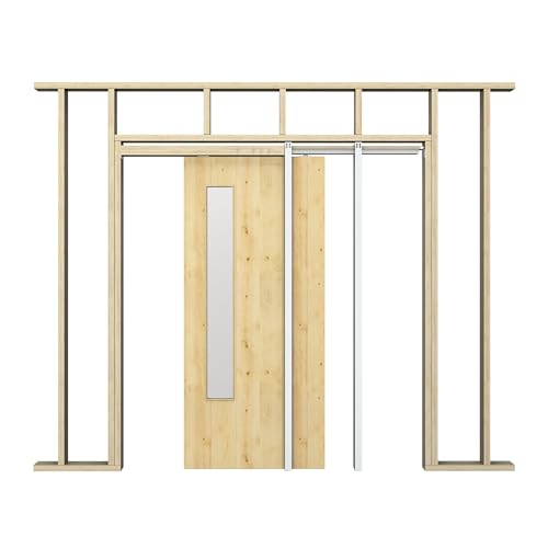 Songyung 24"-36"X 80 Inch Pocket Door Frame Kit With 98Lbs Soft Close Mechanism,Aluminum Track Hardware Suitable For Doors Wide 24"-36",2X4 Studs Wall,Smoothly And Quietly Easy To Install cover