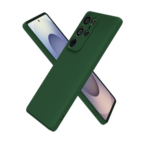 oakxco for Samsung Galaxy S25 Ultra Case Silicone, Ultra Slim Thin Phone Case for Women Girls, Plain Solid Color Minimalist Aesthetic Cute Girly Design, Soft Rubber Gel with Camera Cover, Dark Green