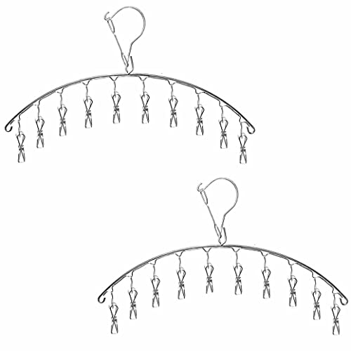 DDSHUN Stainless Steel Laundry Drying Rack Drying Drip Hanger Hanging Rack Sock Dryers Wind-proof Clothes Hanger for Underwear Socks Bra Panty Baby Clothes, Glovesand Small laundry Items - 2Pack