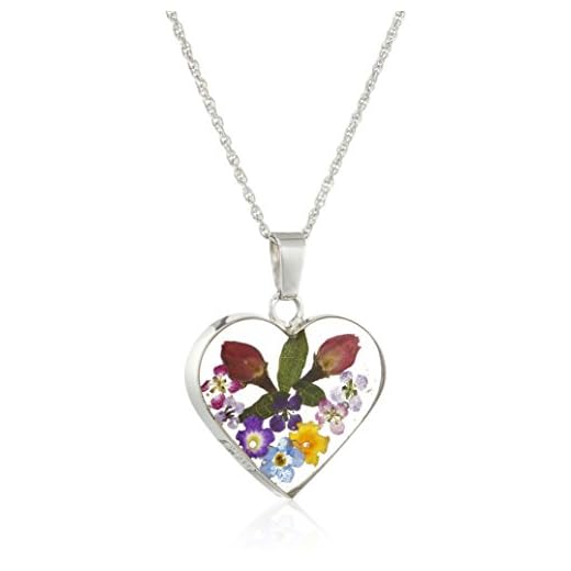 Multicolor Pressed Flower Heart Necklace
