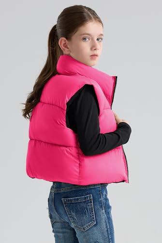 Image of SOLOCOTE Girls Puffy Vest Coat Water-Resistant Warm Winter Sleeveless Kids Jacket for 4-14 Years