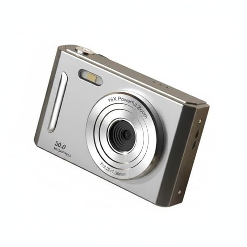 Image of 1080P HD Recording Retro Sensor Camera Anti-Stabilization Compact Digital Camera Built-in Flash Photography Equipment 50 Megapixels for Students, Teens, Beginners, Travel, Silver, No Card
