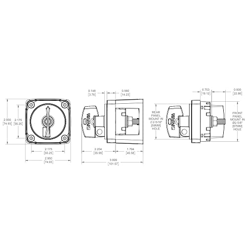 Image of Blue Sea Systems On /Off Battery Isolator Switch With Locking Key, Black, 6004200 m‑Series