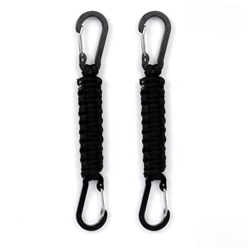 Image of Storite Paracord Keychain - Heavy Duty Dual Clip EDC Key Holder for Travel, Camping, Hiking, Outdoor & Everyday Use (Black)