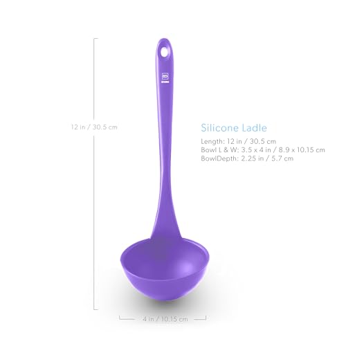 DI ORO Silicone Ladle – Soup Ladle for Cooking & Serving Heat-Resistant - Large Kitchen Ladle Nonstick Cookware Safe - Soup Serving Spoon with Wide Bowl - Silicone Utensil Dishwasher Safe (Lavender)