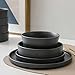Stone Lain Celina Stoneware 16-Piece Dinnerware Set, Cereal and Dinner Bowls, Grey