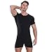 Landofgenie Mens Onesie Bodysuit Short Sleeve Henley Jumpsuit Pajamas One Piece Rompers Black L