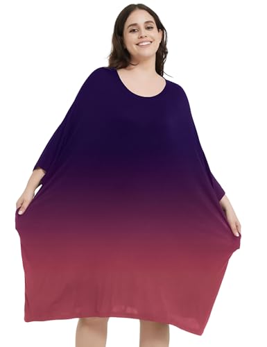 Image of KFUBUO Plus Size Nightgowns for Women Oversized Sleep Tshirts Dress Short Sleeves Sleepwear With Pocket Fit S-5XL