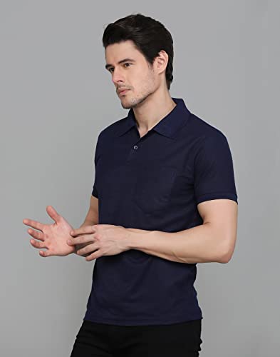 Image of INKKR Men's Polo Neck Half Sleeve Cotton Blend Regular Fit T-Shirt With Pocket