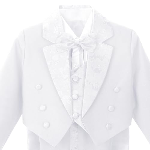 Image of Dressy Daisy Boys Classic 5-Piece Jacquard Tuxedo Suit, Black White Blue