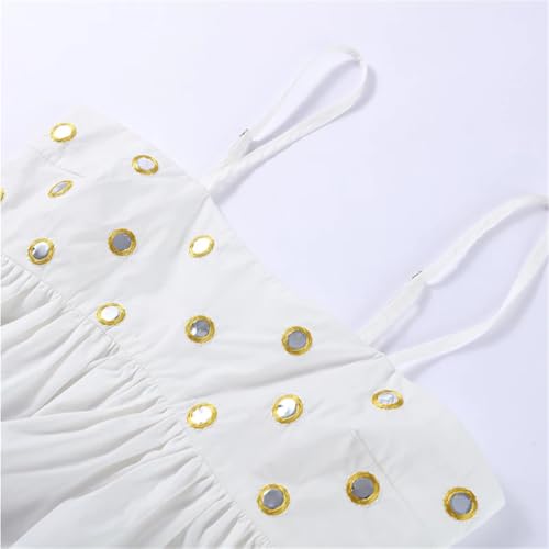 Women Sequin Top Skirt Party Set Strap Ruffle Solid Slash Neck Crop Tops Mini High Waist Skirts Set4