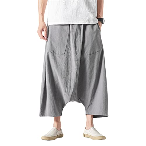 Pantalon en coton et lin pour homme longueur mollet haut de gamme
