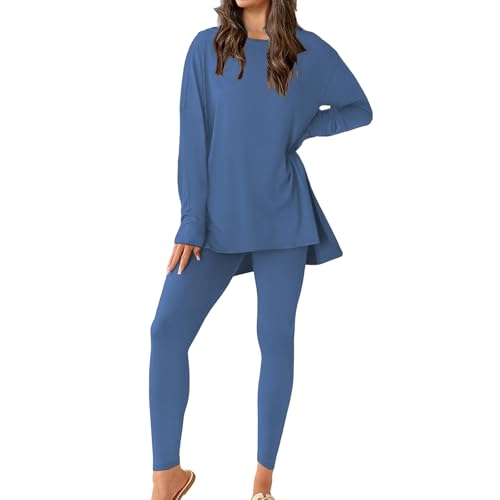 Womens Lounge Set Two Piece Outfits Oversized Long Sleeve Tunic