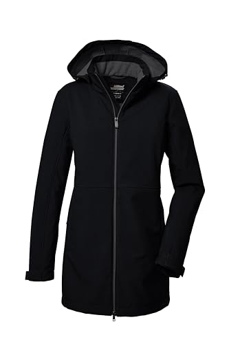 killtec Damen Softshell Parka/Softshelljacke mit abzippbarer Kapuze KOW 95 WMN SFTSHLL PRK, schwarz, 38, 41803-000