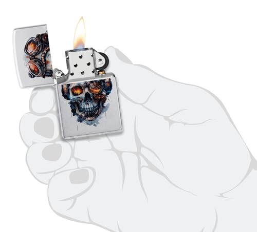 Encendedor Zippo Steampunk Skull Satin Chrome miniatura 5