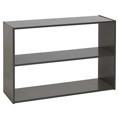 ECR4Kids Streamline 2-Shelf Storage Cabinet, 24in High, Double-Sided Display, Grey Wash
