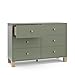 Storkcraft California 6-Drawer Double Dresser (Olive with Driftwood) - GREENGUARD Gold Certified, Interlocking Drawer System, Dresser Drawer Organizer for Kids Bedroom
