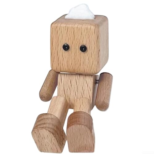 Figura interactiva de hombre de madera hecha a mano con movimiento oscilante, adorno decorativo de madera para salpicadero de coche y escritorio de oficina (B)