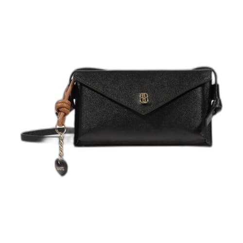 Schutz Bolsa Tiracolo Feminina em Couro Legítimo, Pequena Chaveiro Coração - Black