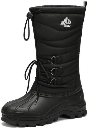 Kricely Botas de Hombre Mujer Botines de Nieve Invierno Impermeables Trekking Zapatos（negro 43）