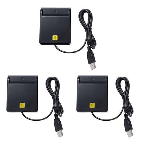 Hndhbfgrt 3X Lector de Tarjetas Inteligentes USB para Tarjetas Bancarias IC/ID Lector de Tarjetas EMV 7 8 10 para Linux OS USB- ISO 7816