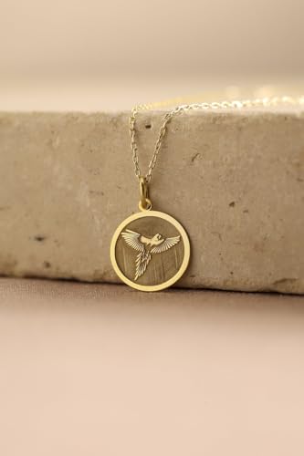 Colgante de pájaro guacamayo en plata de ley 925 con baño de oro de 24 mm 2