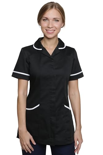 Image of Mirabella Health & Beauty Women's Nightingale Healthcare Tunic Uniform Black-White 6 UK