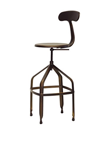 Baxton Studio Architect's Industrial Bar Stool with Backrest, Antiqued Copper