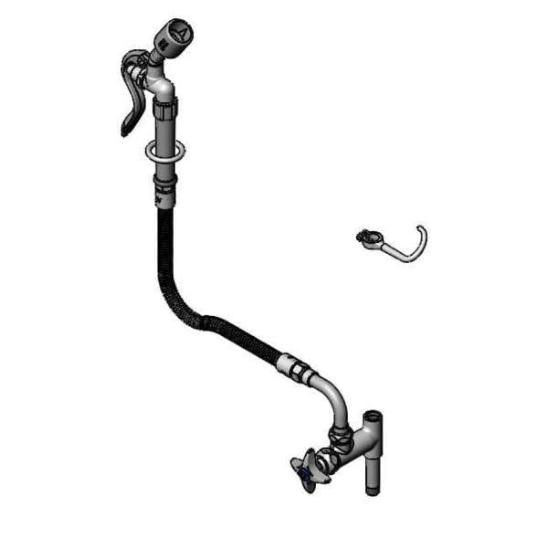 T&S Brass B-0165-C35-GGB Wash-Down Hose Unit, Add-On Faucet, 034A, 68" Flex Hose, 0.65 GPM Spray Valve, Finger Hook