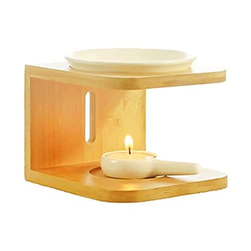 Wooden Aroma Burner Set, Essential Oil Warmer Scented Wax Melt Burner with Candle Holder, Tealight Diffuser for Yoga Spa Home Bedroom