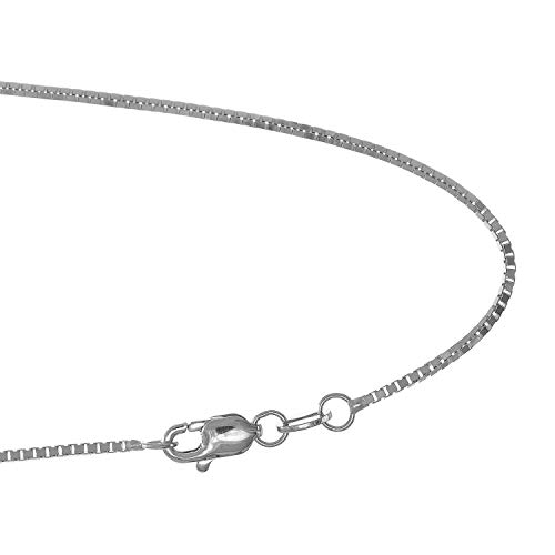 10K Solid White Gold 1 Mm Box Chain Necklace, Lobster Claw Clasp - 22 Inches, 3.3Gr. #TOP4