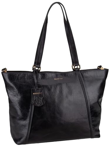 Sac à épaule Burkely Fine Florence en cuir noir : le grand cabas chic pour ordinateur 15.6 pouces