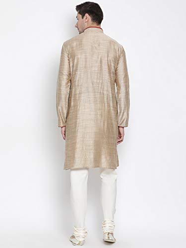Image of VASTRAMAY Men's Beige Cotton Kurta and Pyjama Set