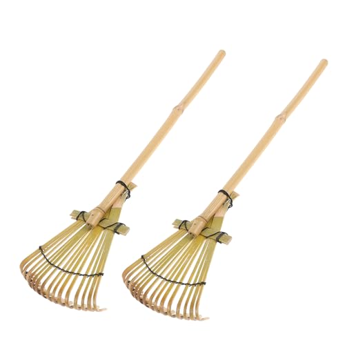 Hohopeti Rastrello da Giardino in Bambù Manico Set 2 Pezzi 50X13 CM Rastrello Manuale Piccolo per Livellare Sabbia e Terreno Utensile Giapponese per Giardinaggio e Sandbox