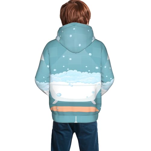 Bathtub with Soap Bubbles Kid Hoodies Boys Sweatshirts Girls Pullover with Pocket4