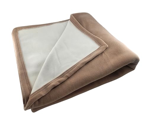 LNT France Couverture Polaire Luxe, 180 x 220 cm, 100% Polyester 450 g/m² Traité Non-feu - Double Couleur, Ultra Chaude et Douce pour Lit et Canapé (Sable & Glace)