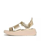 Fitflop Women's F-Mode Metallic Leather Flatform Fisherman Sandals, Platino, 41 EU