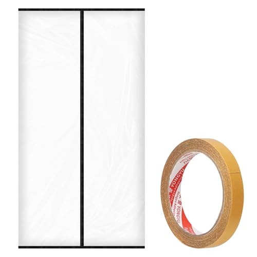 CPROSP Staubschutztür mit Magnetverschluss 120×220CM, Staubschutzwand aus EVA mit 1× Doppelseitiges Klebeband, Folientür für Renovierung & Umbau, Ideal als Staubtür, Baustellentür, Staubschutztüren