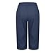 symoid Womens Cotton Linen Pants High Waist Drawstring Pant Wide Leg Trousers Casual Summer Capris Fashion Spring Outfits Linen Pants for Ladies Navy L