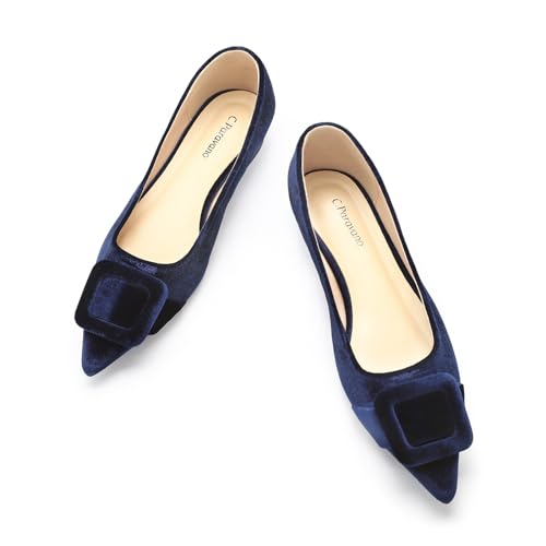 Image of C.Paravano Velvet Flats | Women's Pointed Toe Shoes | Dressy Flats for Women | Designer Shoes