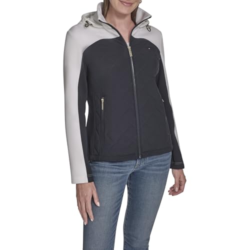 Tommy Hilfiger Women's Sportswear Quilted Scuba Outerwear Jacket, Sky Captain Multi, Medium