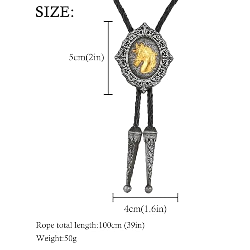 Image of HUABOLA CALYN Native American Bolo tie Rodeo Cowboy Leather Necktie Western Bolo ties for Men Women Necktie for Concert Fans