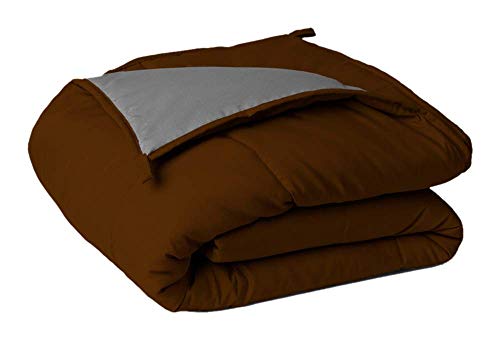 Image of Sleepyhead 220 GSM Microfiber Reversible Comforter - Double Bed (90″x100″) Coffee Brown & Ash Grey | All-Season Soft, Ultra-Cozy Quilt Blanket