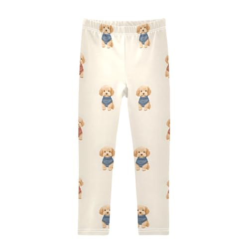 ALAZA Girls' Leggings Children's Yoga Pants Skinny Printed Dance Brown Dogs Comfortable 4T