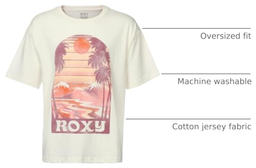Image of Roxy Girls' Short Sleeve Oversized Fit Logo Tee, Crew Neck Graphic T-Shirt, Soft & Comfortable