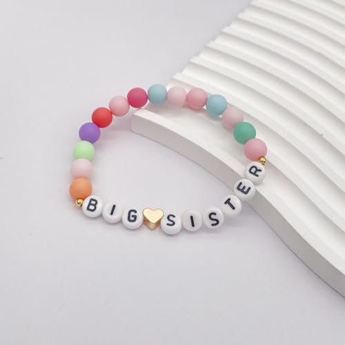 Image of Fuqimanman2020 Big Sister Bracelet Colorful Little Sister Bracelet Letter Beads Bracelet for Sister Jewelry Gift