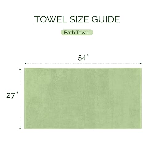 Image of Elegant Comfort 100% Turkish Cotton 4 Lines Viscose Stripe Luxury 2 Pack Bath Towel Set 27 x 54 Inch - Super Soft and Highly Absorbent Premium Hotel Spa Quality Towels for Bathroom Use, Sage