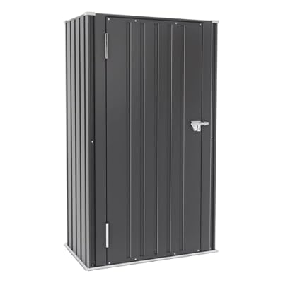 Greesum 55'' Metal Storage Shed, 22 Cuft Storaged Cabinet with Lockable Door, Vertical Tool Organization Cabinets Without Shelves, for Home, Backyard, Patio, Garage, Lawn, Black
