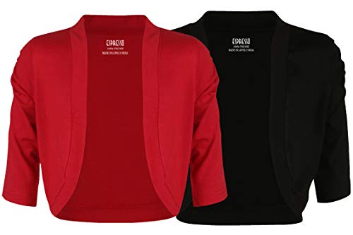Espresso Women's 3/4th Sleeve 100% Viscose Light Weight Bolero Shrug Open Cardigan - Pack of 2
